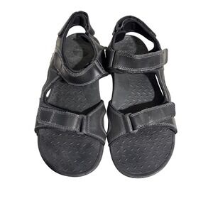 Vionic Black Leather Adjustable Strap Orthopedic Comfort Sandals Mens Size 12‎